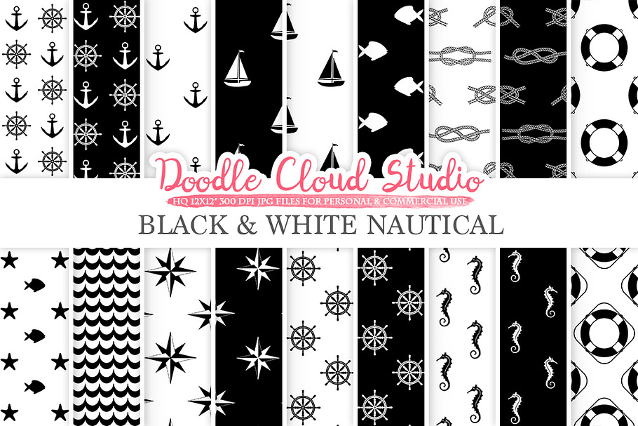 Black and White Nautical  in Patterns - product preview 8