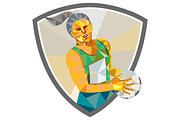 Netball Player Holding Ball Low Poly