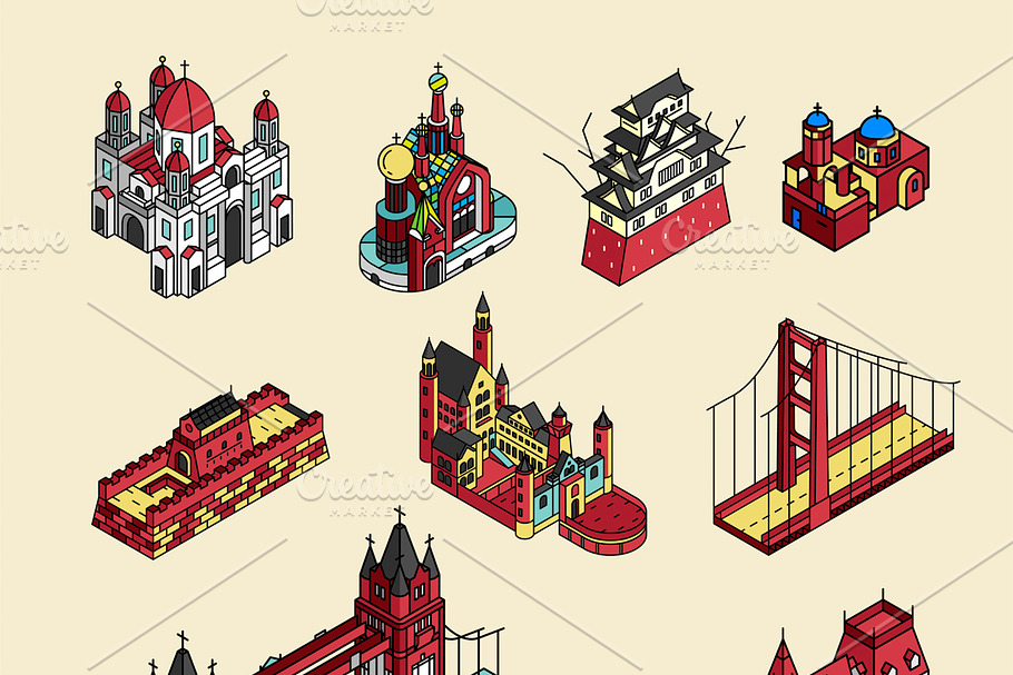 Illustration of world tourist spots in Illustrations - product preview 8