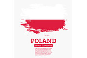 Poland Flag with Brush Strokes.