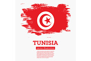 Tunisia Flag with Brush Strokes. 