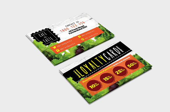 Salad Restaurant Loyalty Card in Business Card Templates - product preview 1