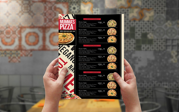 A4 Pizza Menu Template in Stationery Templates - product preview 4