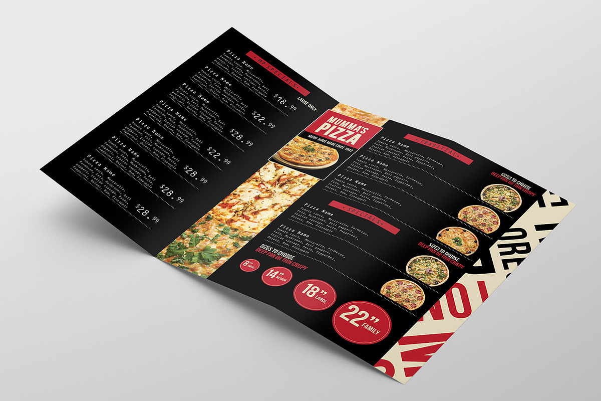 Trifold Pizza Menu Template | Creative Brochure Templates ~ Creative Market