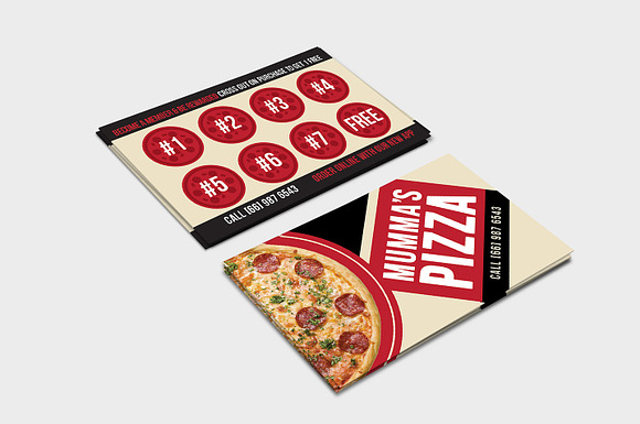 Pizza Restaurant Loyalty Card  in Business Card Templates - product preview 1