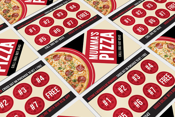 Pizza Restaurant Loyalty Card  in Business Card Templates - product preview 3