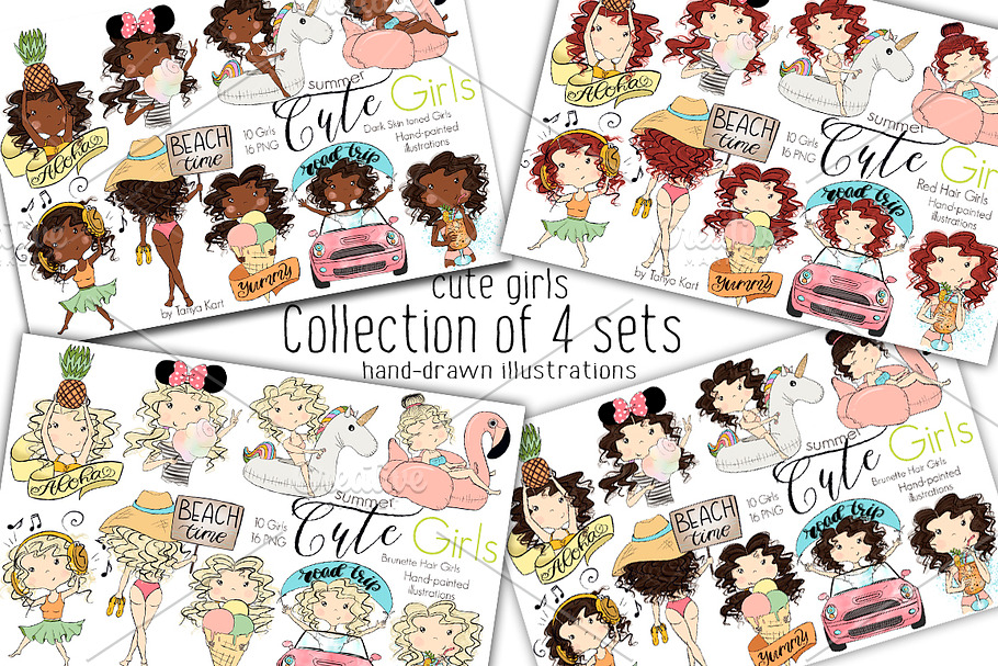 Collection of 4 Sets Girls Summer