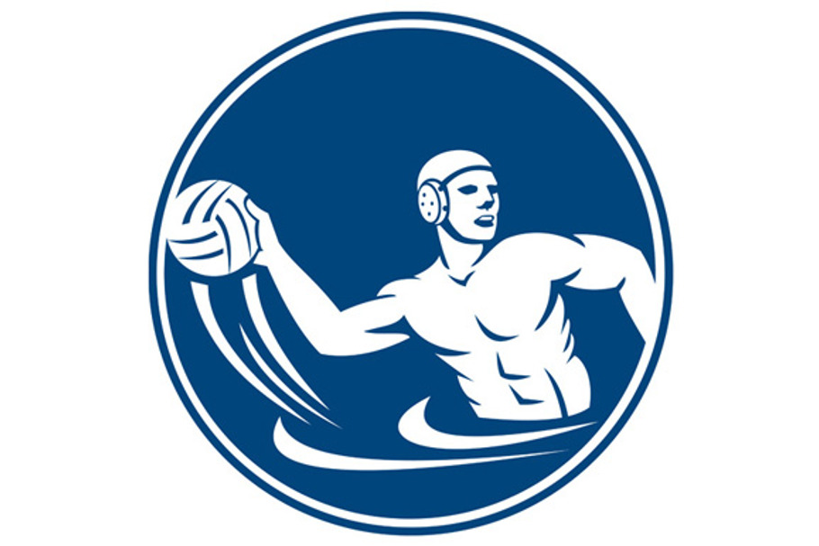 Water Polo Player Throw Ball Circle in Illustrations - product preview 8