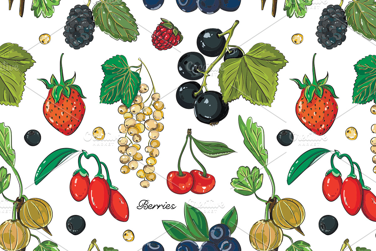 Berries color set pattern in Patterns - product preview 8