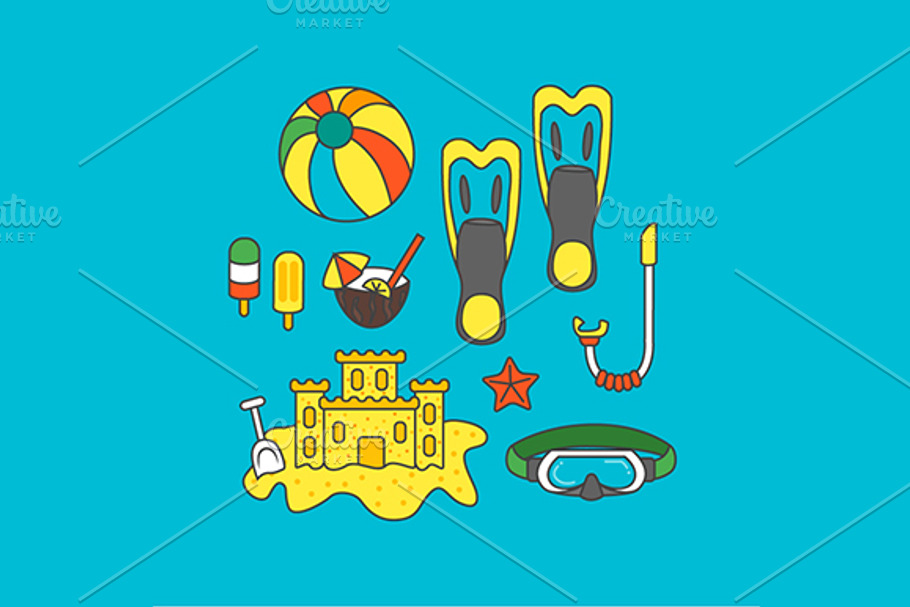 Diving holiday set in Illustrations - product preview 8