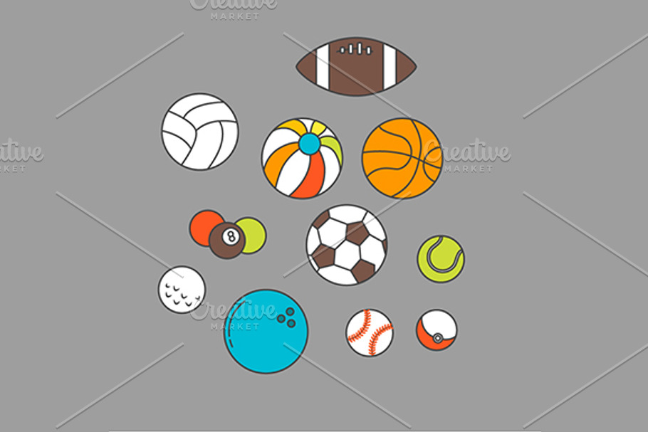 Balls for sport or recreation set in Illustrations - product preview 8