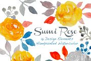Watercolor Roses & Floral elements