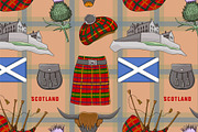 Scotland country set icons pattern