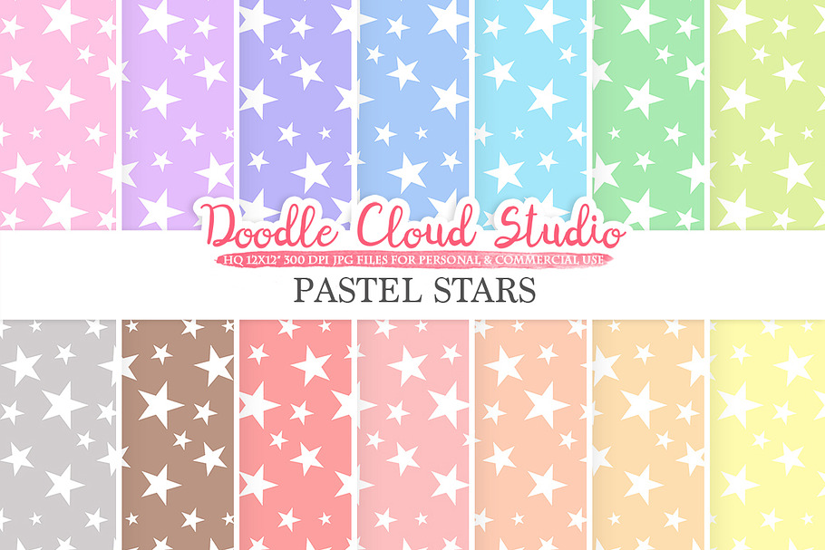 Pastel Stars digital paper in Patterns - product preview 8