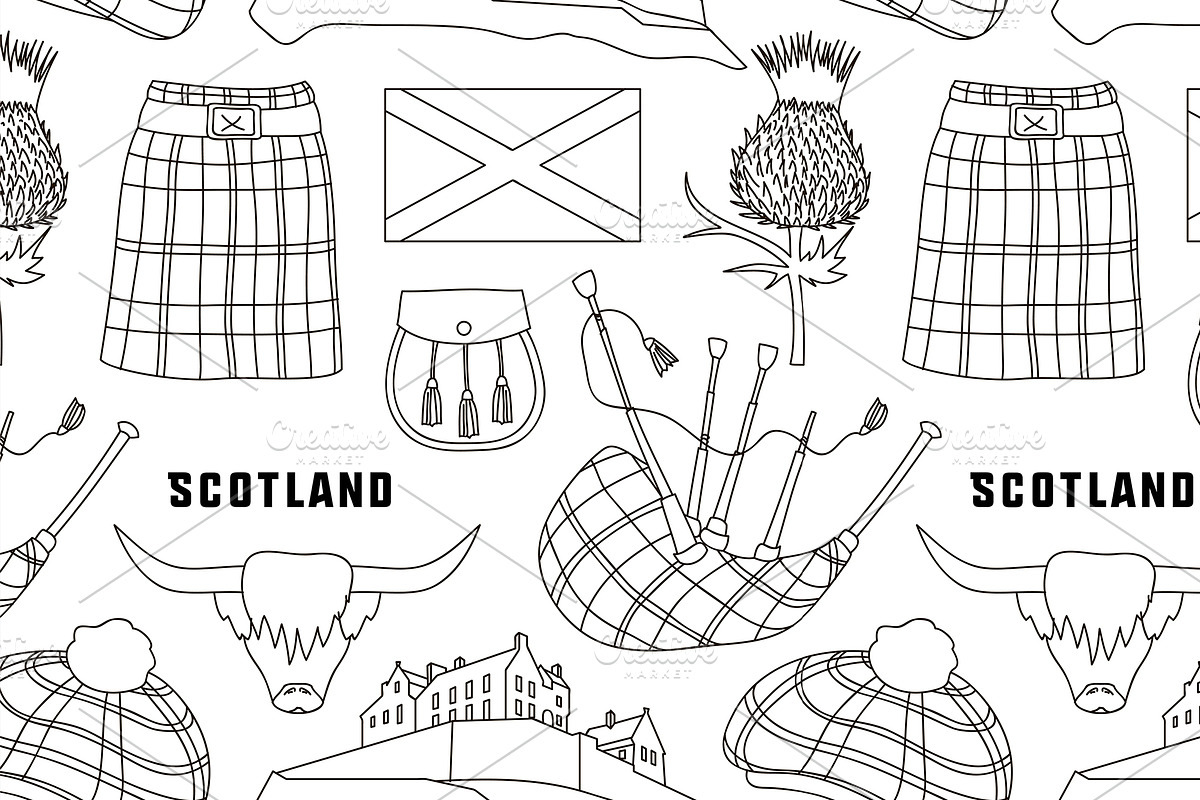 Scotland country set icons pattern in Patterns - product preview 8