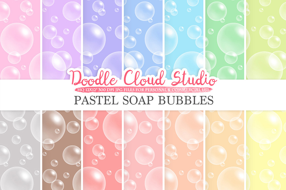 Pastel Soap Bubbles digital paper in Patterns - product preview 8