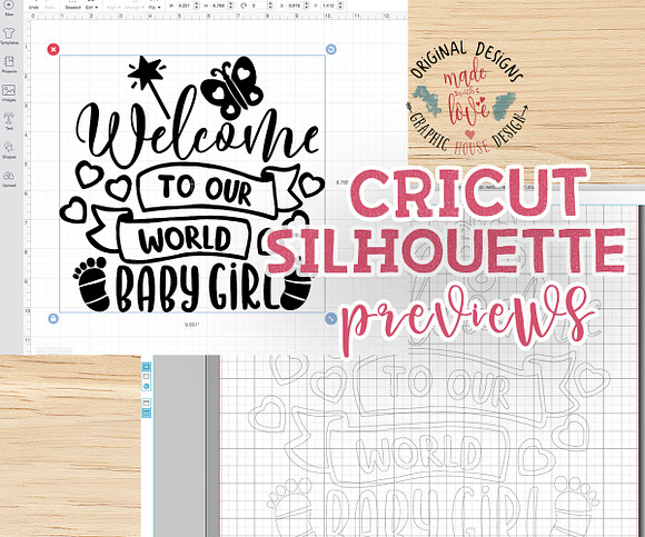 Welcome Baby Girl Cut File in Illustrations - product preview 1