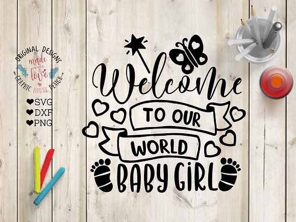 Welcome Baby Girl Cut File in Illustrations - product preview 2