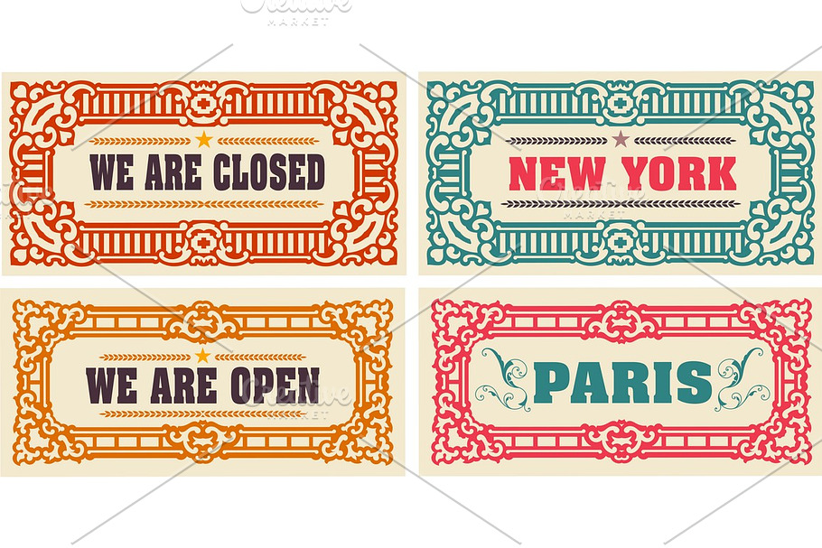 Retro cards and door signs. in Illustrations - product preview 8
