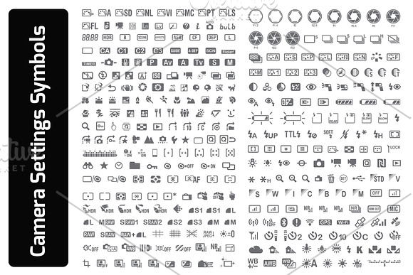 350 Camera Settings Symbols in Camera Icons - product preview 1