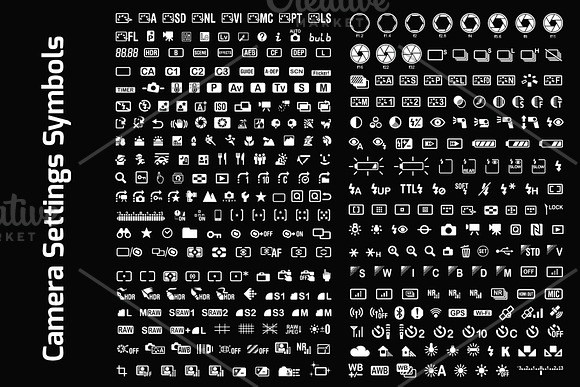 350 Camera Settings Symbols in Camera Icons - product preview 2