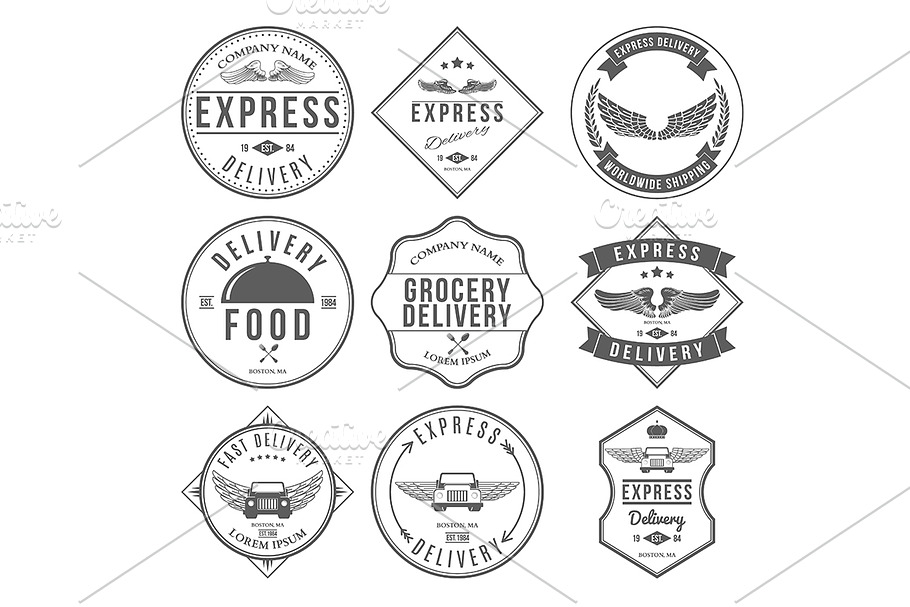 Express Delivery Label and Badges in Illustrations - product preview 8