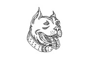 Pit Bull Head Doodle Art