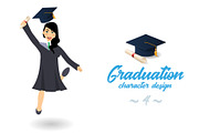 Graduating student girl jumping