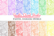 Pastel Damask Swirls digital paper