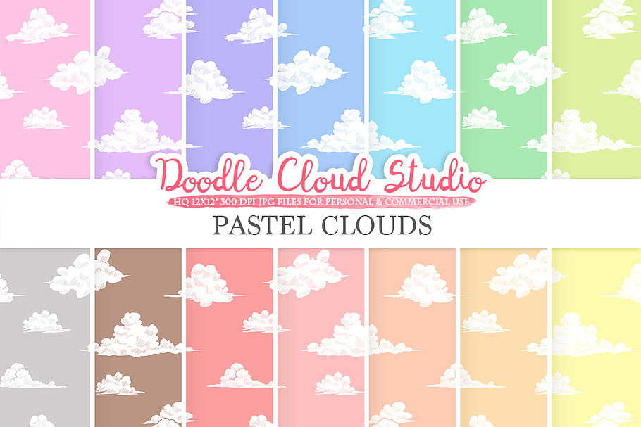 Pastel Clouds digital paper