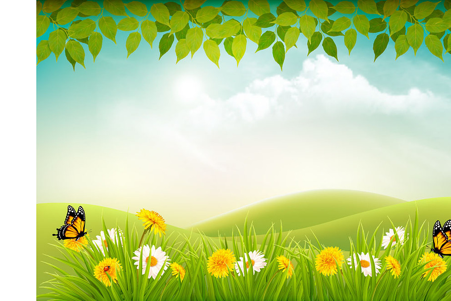 Nature background with grass  in Illustrations - product preview 8