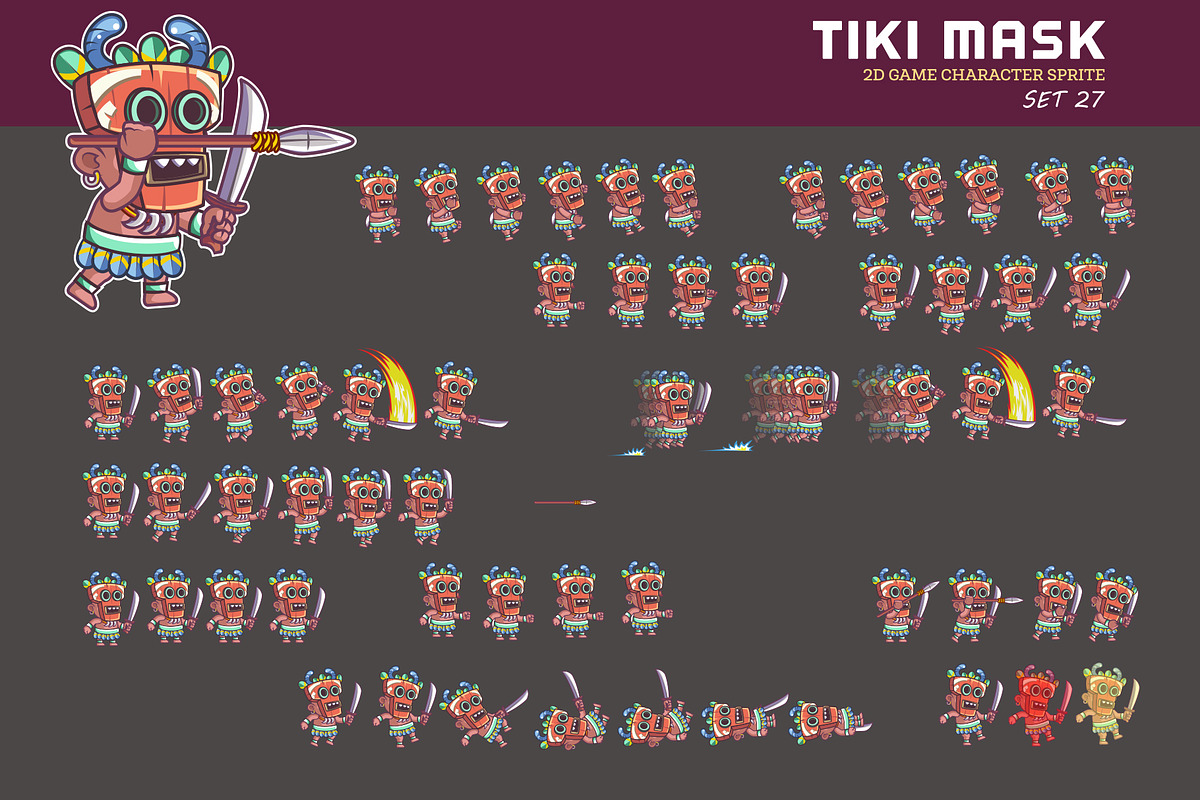 TIKI MASK GAME SPRITE in Illustrations - product preview 8