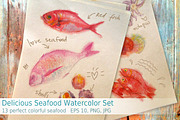 Delicious Seafood Watercolor Set