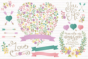 Garden Party Floral Heart & Banners