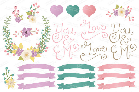 Garden Party Floral Heart & Banners in Illustrations - product preview 3