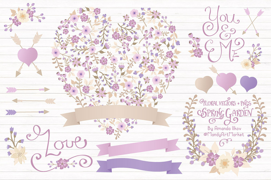 Lavender Floral Heart & Banner