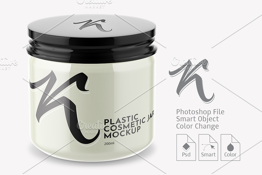Plastic Cosmetic Gloss Jar Mockup 2 in Product Mockups - product preview 8
