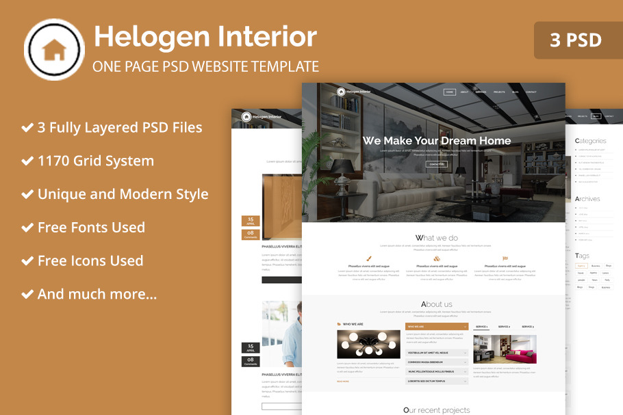 One Page Interior PSD Web Template in Landing Page Templates - product preview 8