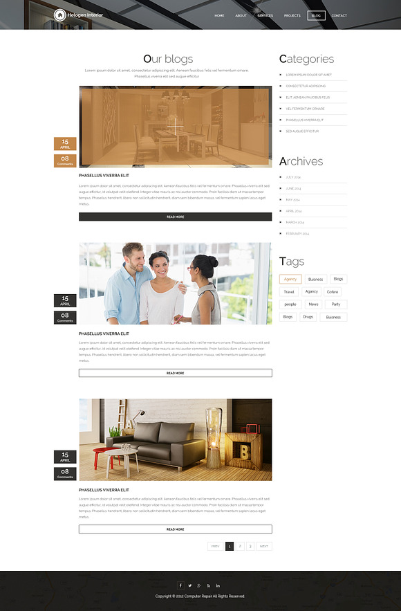 One Page Interior PSD Web Template in Landing Page Templates - product preview 2