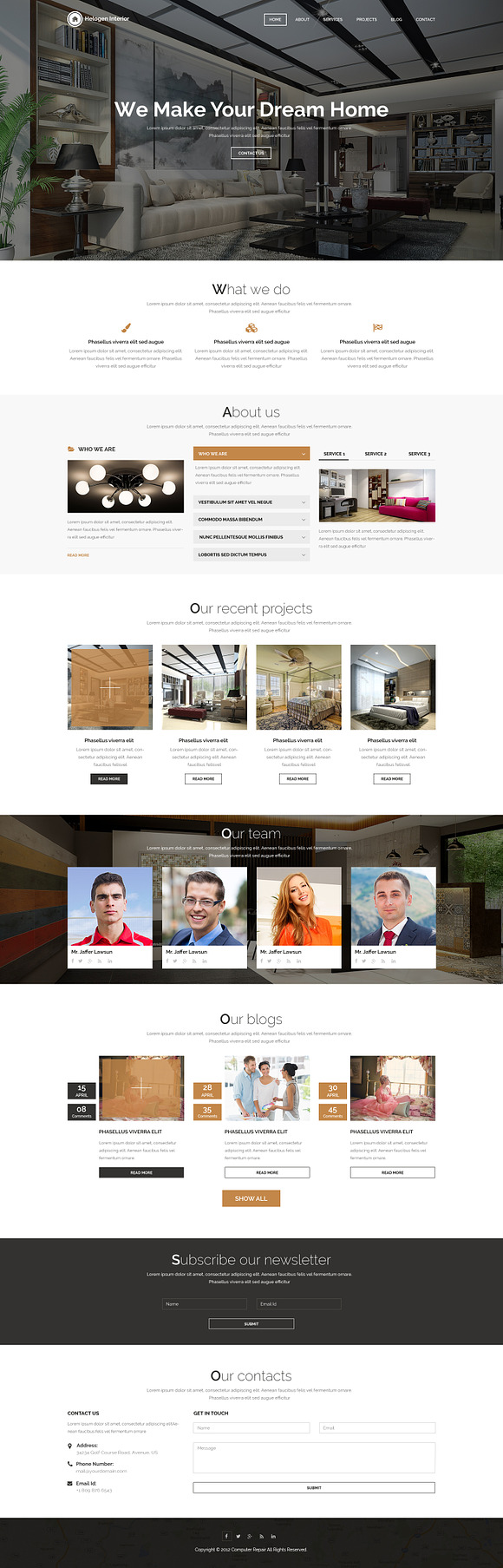 One Page Interior PSD Web Template in Landing Page Templates - product preview 3