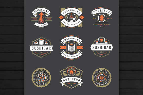 18 Sushi Bar Logos and Badges in Logo Templates - product preview 4