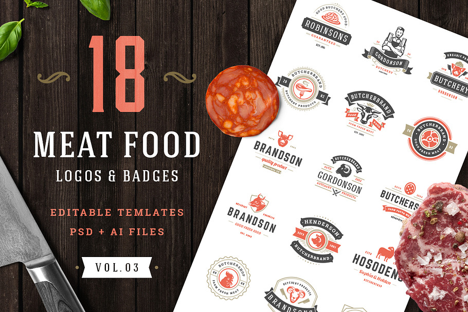 18 Meat Food Logos and Badges in Logo Templates - product preview 8