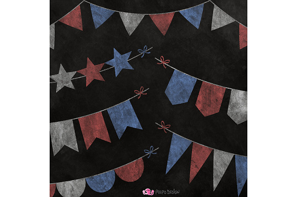 Patriotic Chalkboard Bunting Banners in Objects - product preview 2