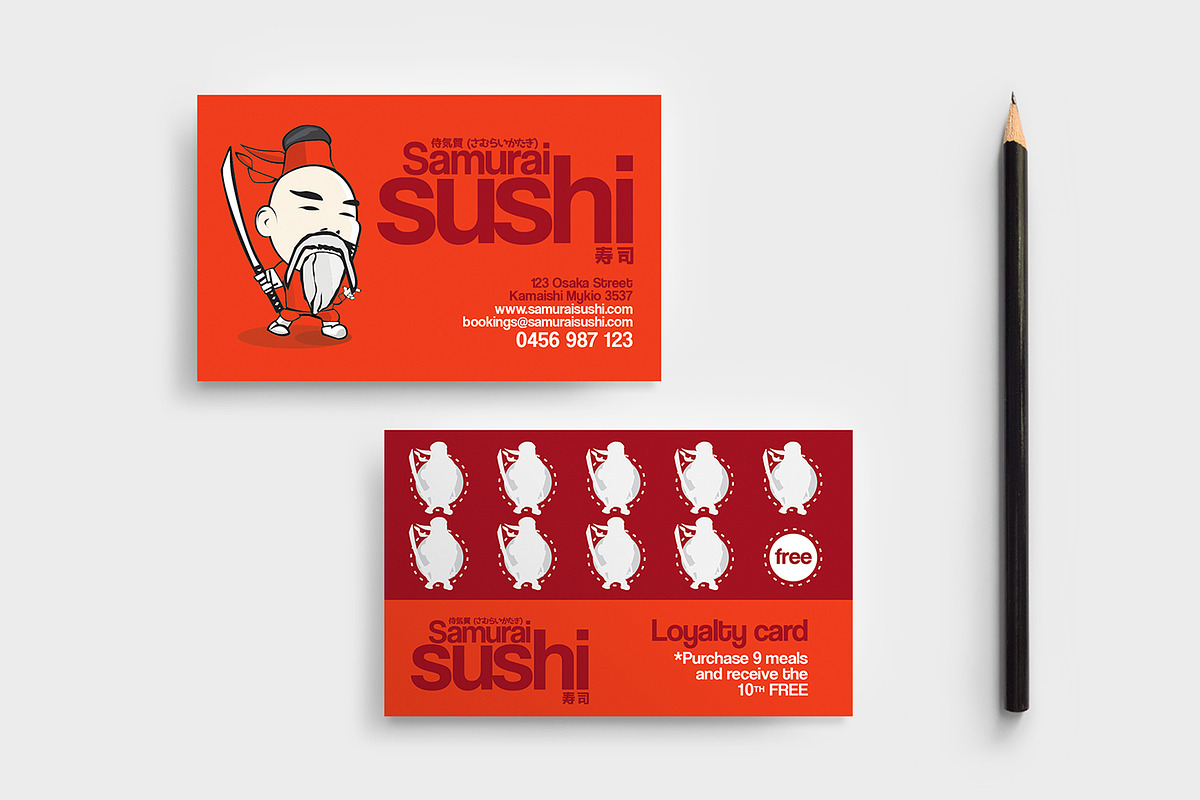 Sushi Restaurant Loyalty Card  in Business Card Templates - product preview 8