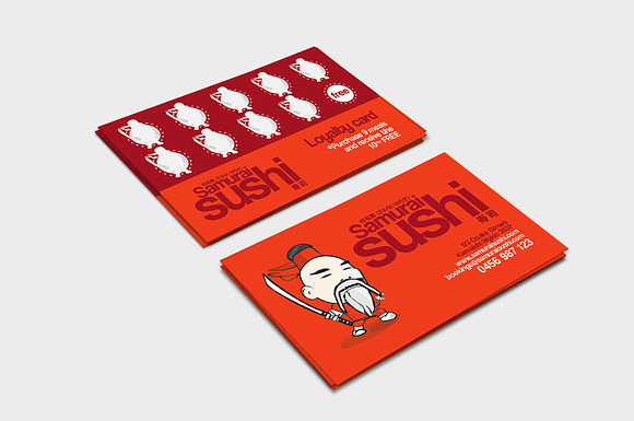 Sushi Restaurant Loyalty Card  in Business Card Templates - product preview 1