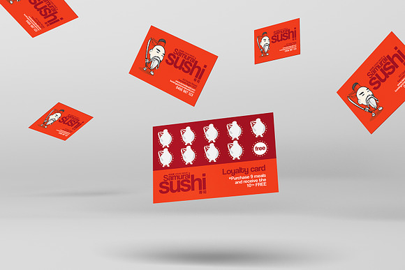 Sushi Restaurant Loyalty Card  in Business Card Templates - product preview 2