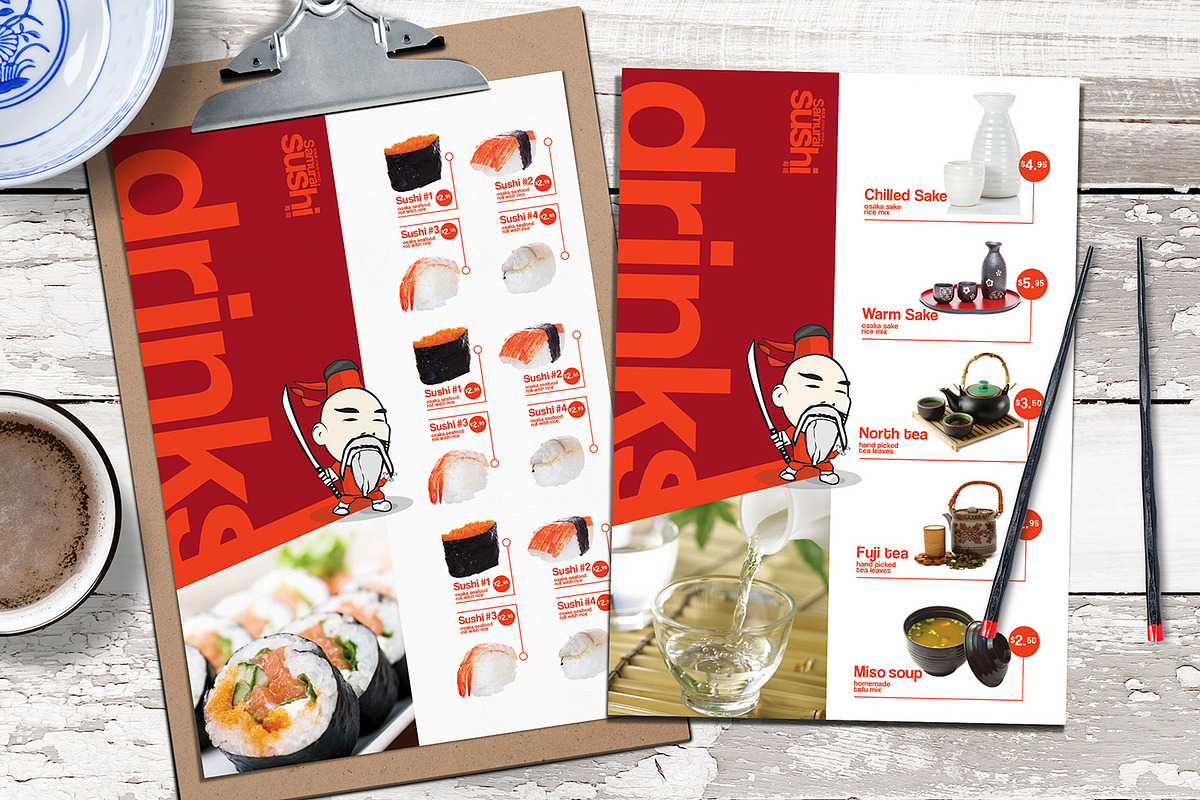 A4 Sushi Menu Template in Stationery Templates - product preview 8