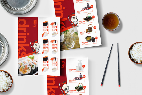 A4 Sushi Menu Template in Stationery Templates - product preview 1