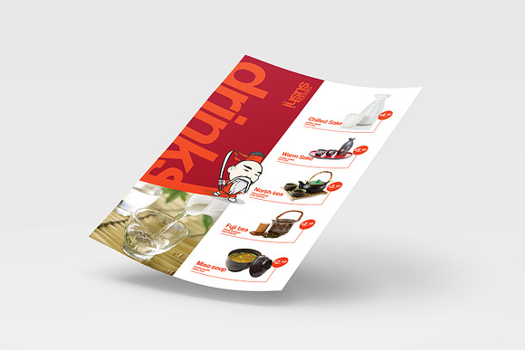 A4 Sushi Menu Template in Stationery Templates - product preview 3