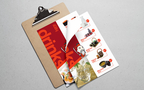 A4 Sushi Menu Template in Stationery Templates - product preview 4